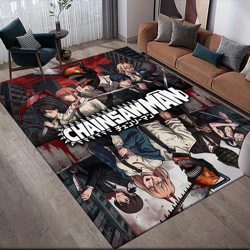 Chainsaw Man character Anti-Slip Floor Mat, Rectangular Carpet for Sofa Area, Game Room and Living Room.xwn