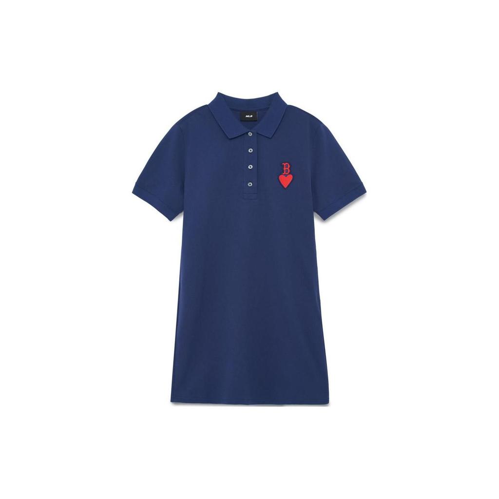 MLB Boston Red Sox Logo Embroidered Slim Fit Polo Dress Women dresses Blue 3FOPH0133-43NYS
