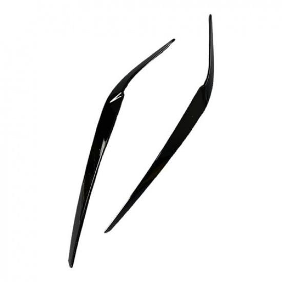 Gloss Black Headlight Eyebrow Eyelid Trim For BMW 5 Series G30 525i 530i 2017-23