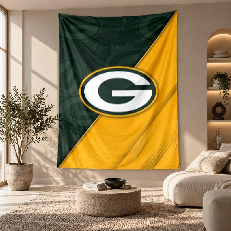 Decorative Tapestry,Green Bay Packers Printed Wall Art, Lightweight Wall Hanging For Bedroom Background