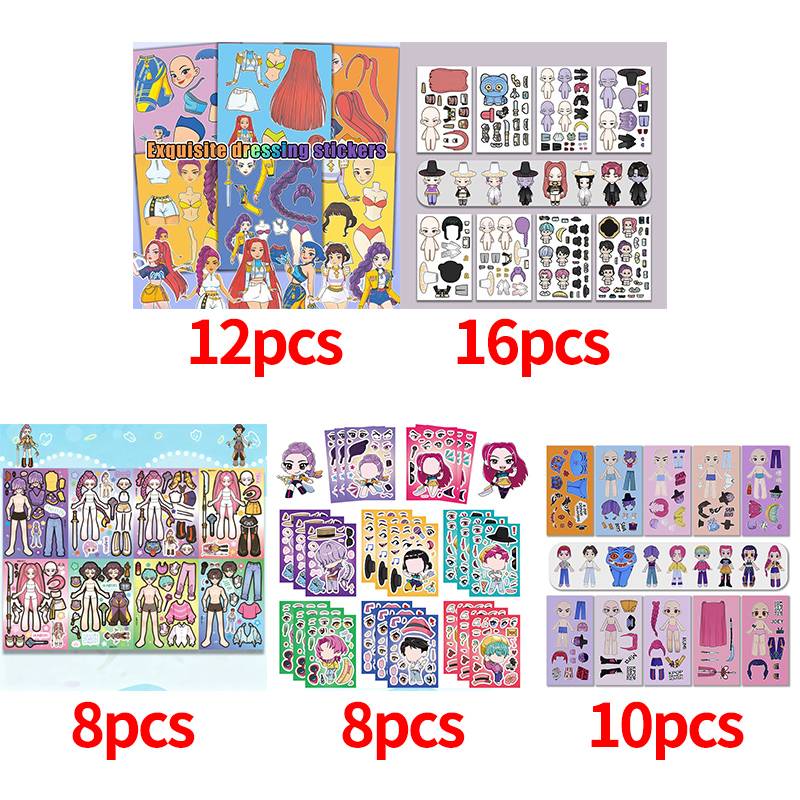 Demœ Hunters DIY Stickers Set Puzzle Face Changing Stickers Kpop DIY Phone Laptop Luggage Skateboard Graffiti Decals Kids Gift