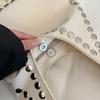 Large Capacity Soft Shoulder Bags Edgy Silver Studded Faux Leather Hobo Bag Youth Punk Style Handbag for Casual Outfits