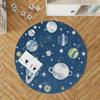 Decorative Cotton Woven Base Planet Pattern Machine Woven , Fine Stain Resistant Washable Modern Room Carpet
