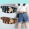 Leather Pu Womens Belt With Hollow Design And Alloy Closure For Attire Casual