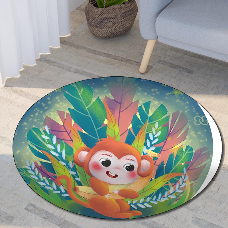 Круглый ковер с принтом двенадцати китайских знаков зодиака, детский коврик для гостиной, напольный коврик для спальни, нескользящий коврик, подарок на Новый год