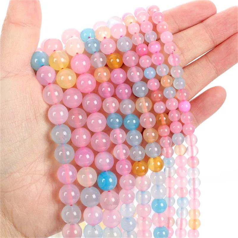30pcs Natural Stone Beads Tiger Eye Agate Turquoise Rose Quartz Lapis Jade Opal Round Loose Beads for Jewelry Making DIY Bracelet 6mm