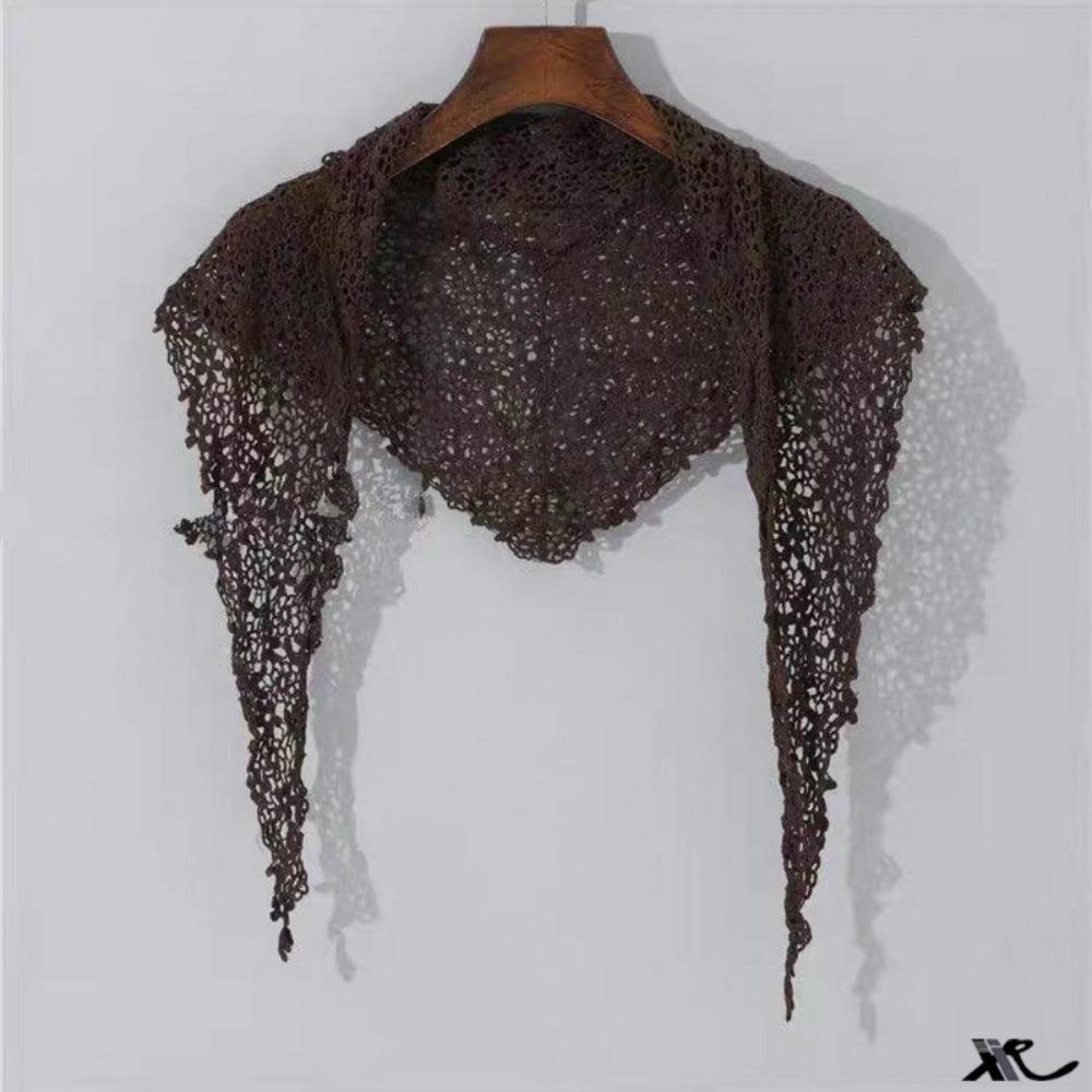 Trendy Lace Trim Fart Curtain Hollowed-out Slim Fit Triangular Headscarf Pretty Y2K Apron Wrap Skirt Summer