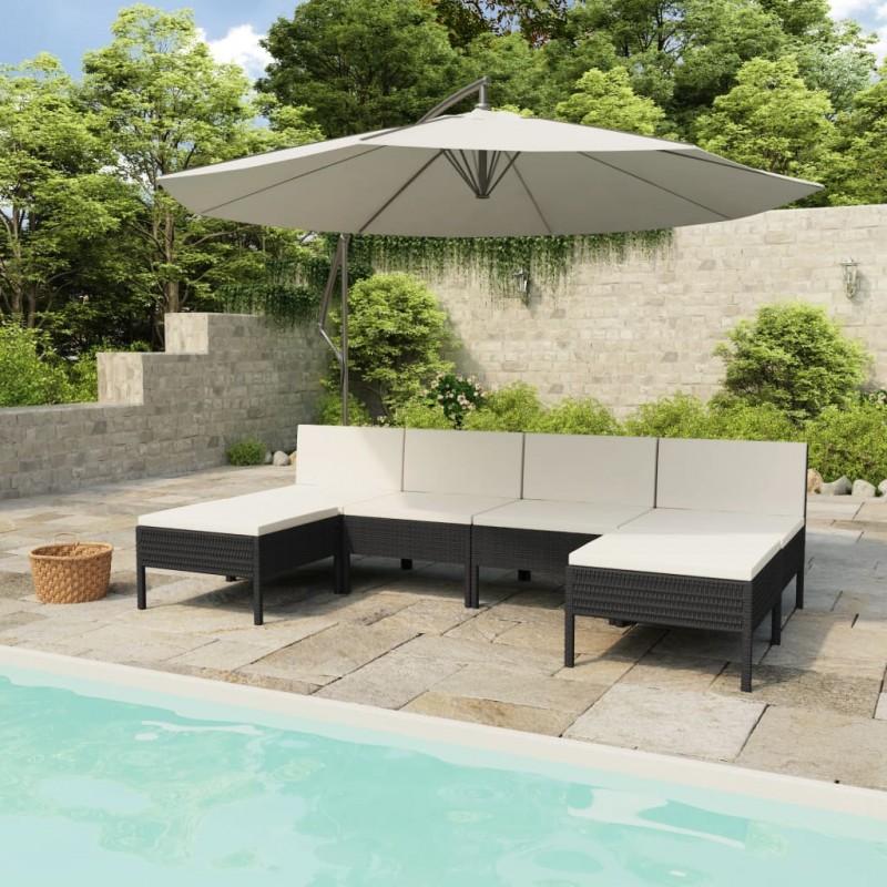 Day and Night - Day and Night Garden Furniture Set 6 Pieces and Black Synthetic Rattan Cushions