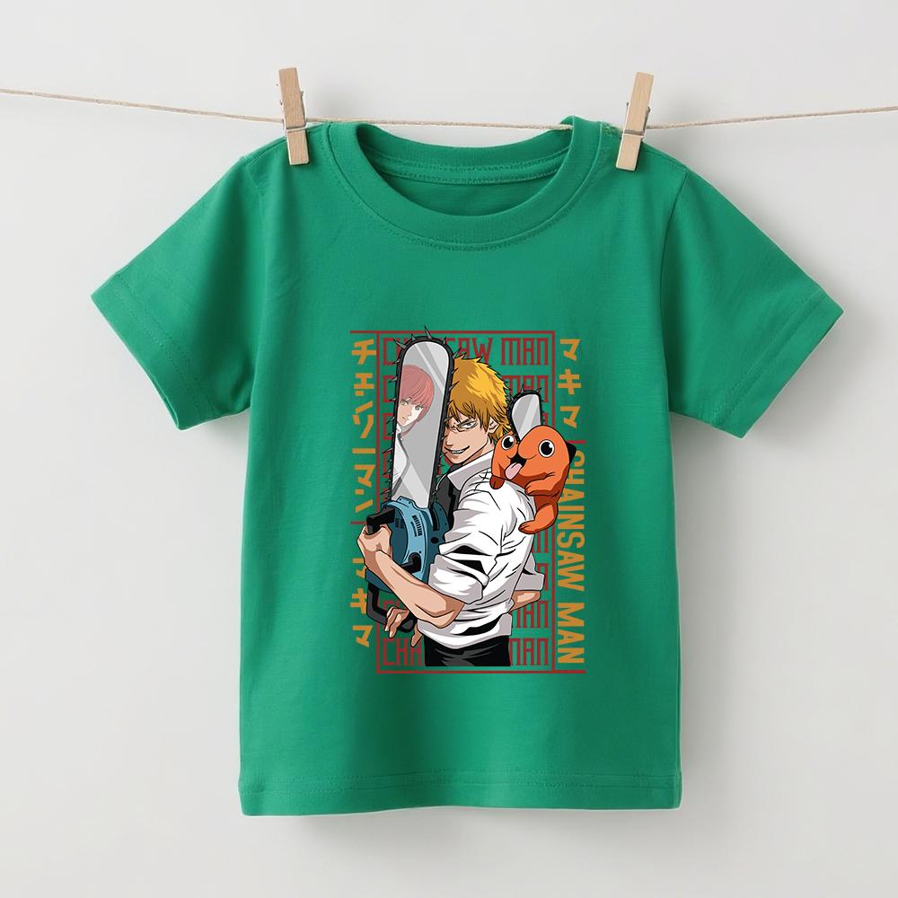 Chainsaw Man Denji Anime Print Boys Girls Cotton T Shirt Kids Short Sleeve Top Summer Soft Casual Wear