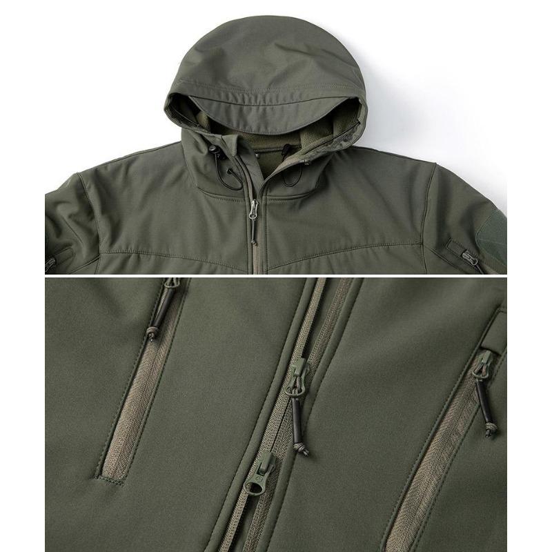 Men's Soft Shell Tactical Jacket Waterproof Warm Fleece Hooded Military Coat Winter Hiking Hunting Clothes Outerwear Outdoor Windbreaker USA Size