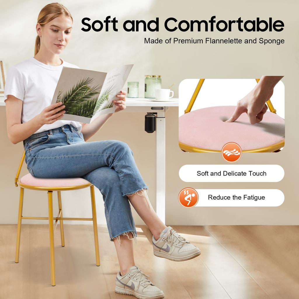 Light Pink Butterfly Backrest Chair, Girly Style Iron Desk Chair with Soft Cushion for Bedroom, Living Room, Cafe