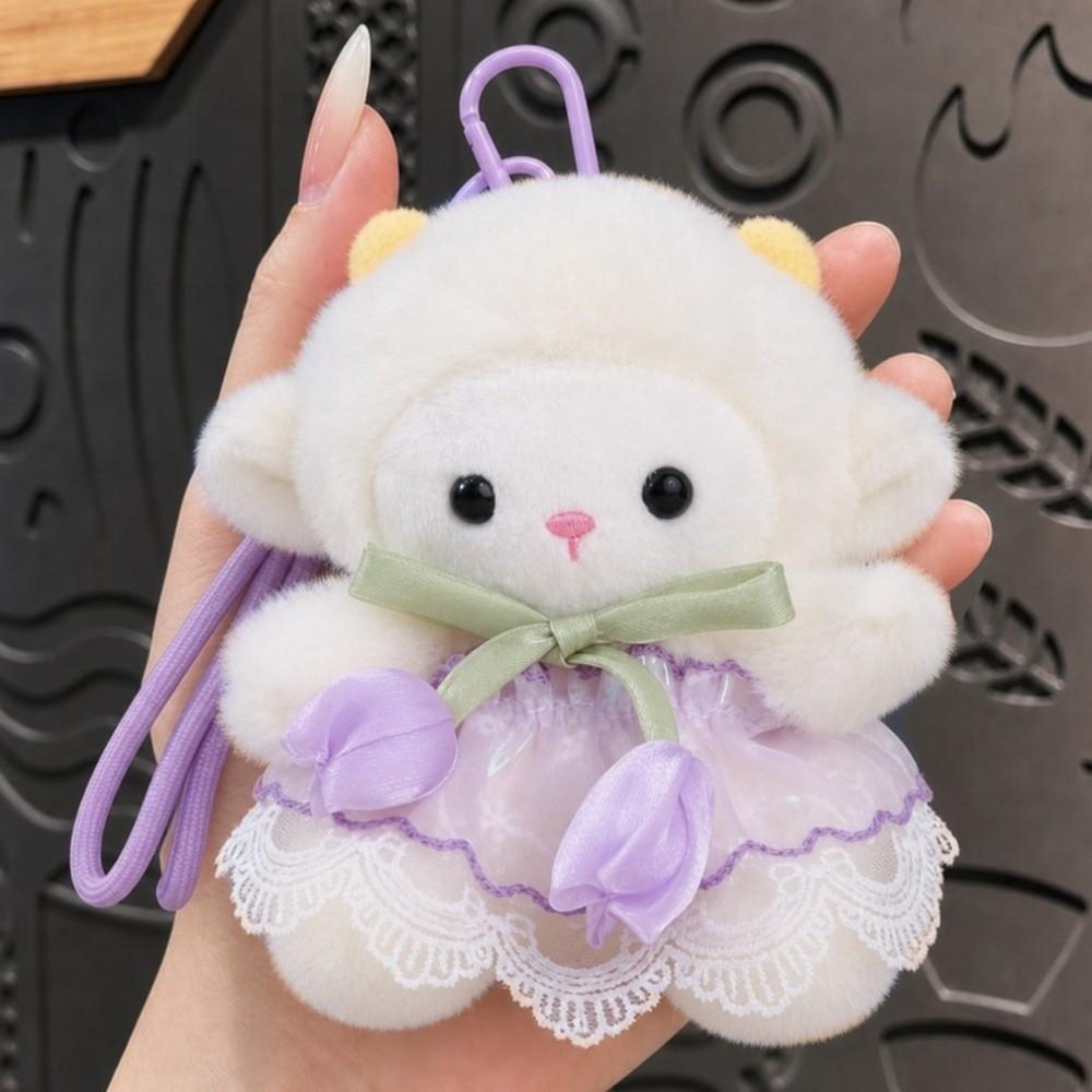 Cute Plush Sheep Keychain Lamb New Year Sheep Bag Pendant Tulip Lamb Doll Hanging Decoration