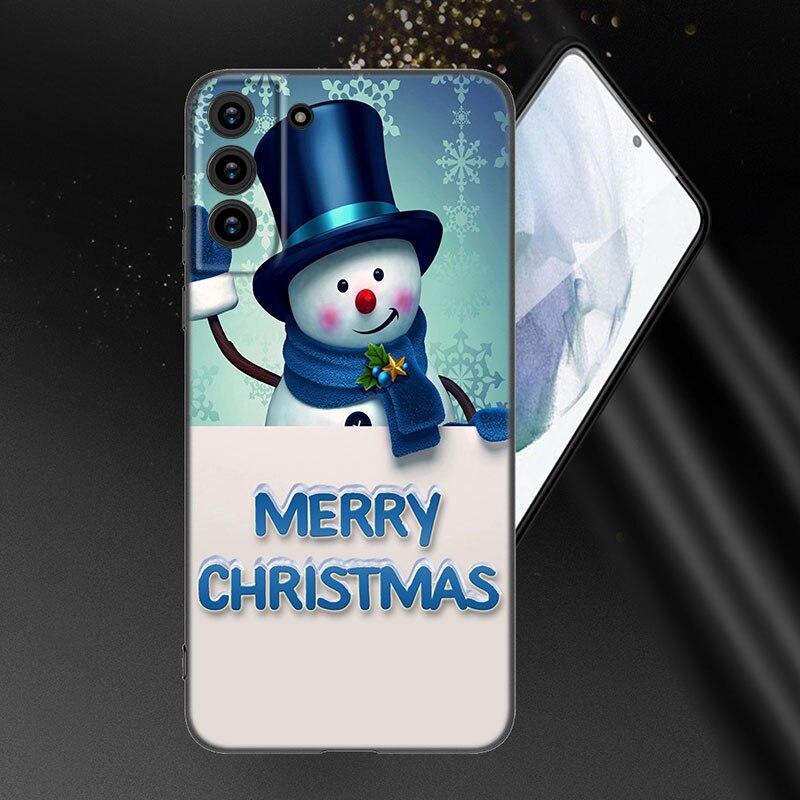 Снежный С Рождеством Чехол для телефона для Samsung Galaxy S20 S21 FE S22 Ultra S10 Lite S10E S9 S8 Plus S7 Edge Мягкий ТПУ Черный Чехол