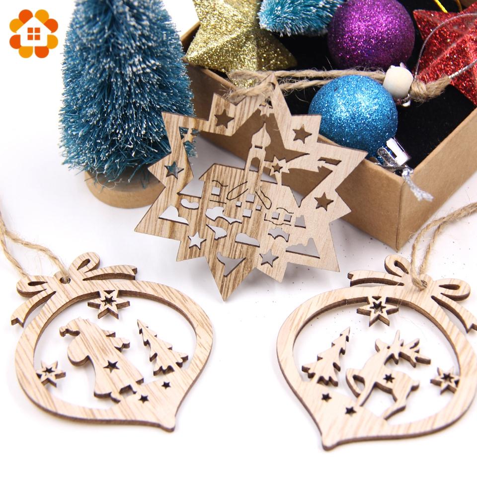 6 Pcs Vintage Hollow Wooden Christmas Tree Ornaments Rustic Gift Tags Holiday Decorations For Kids Crafts And Home