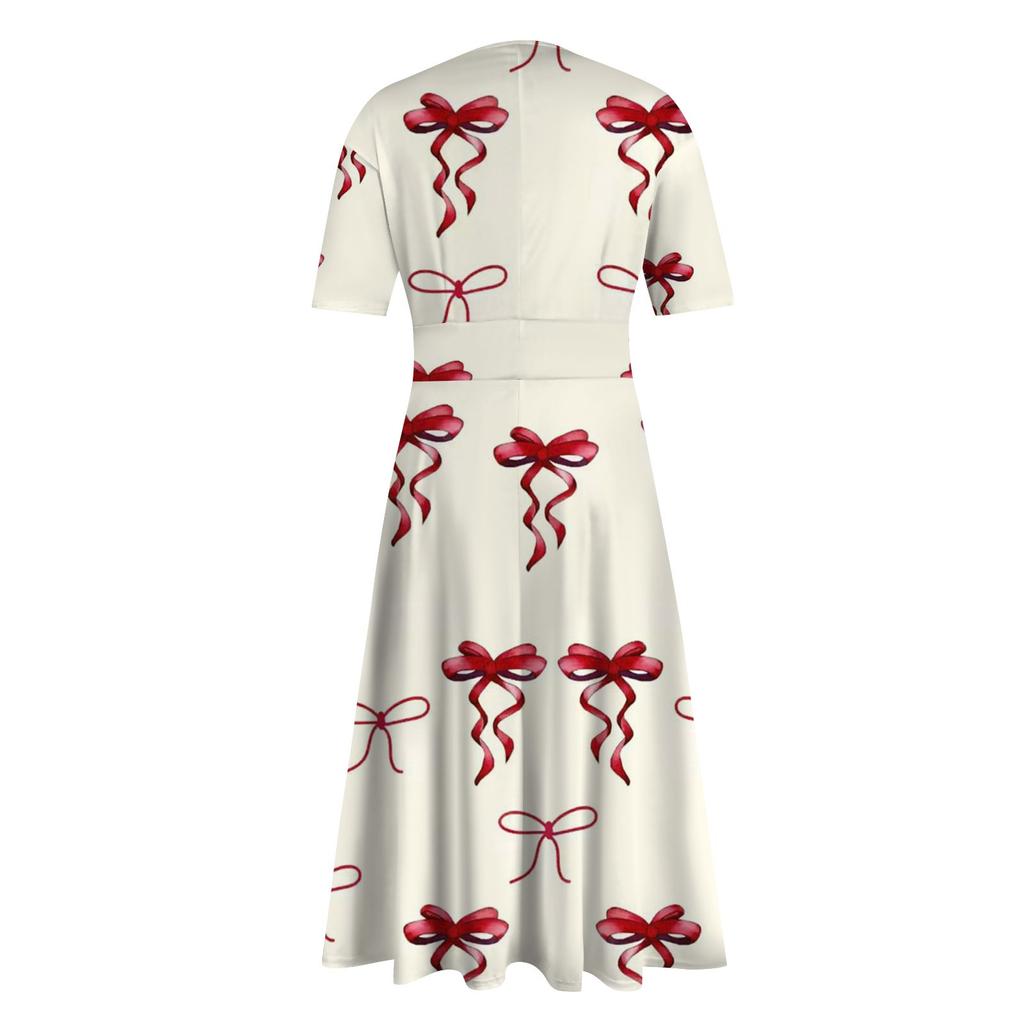 Женское повседневное модное длинное свободное платье с v-образным вырезом и коротким рукавом на талии