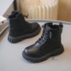 Детские осенние ботинки, однотонные школьные ботинки из искусственной кожи для девочек, модные черные, бежевые, универсальные, детские повседневные ботинки с круглым носком