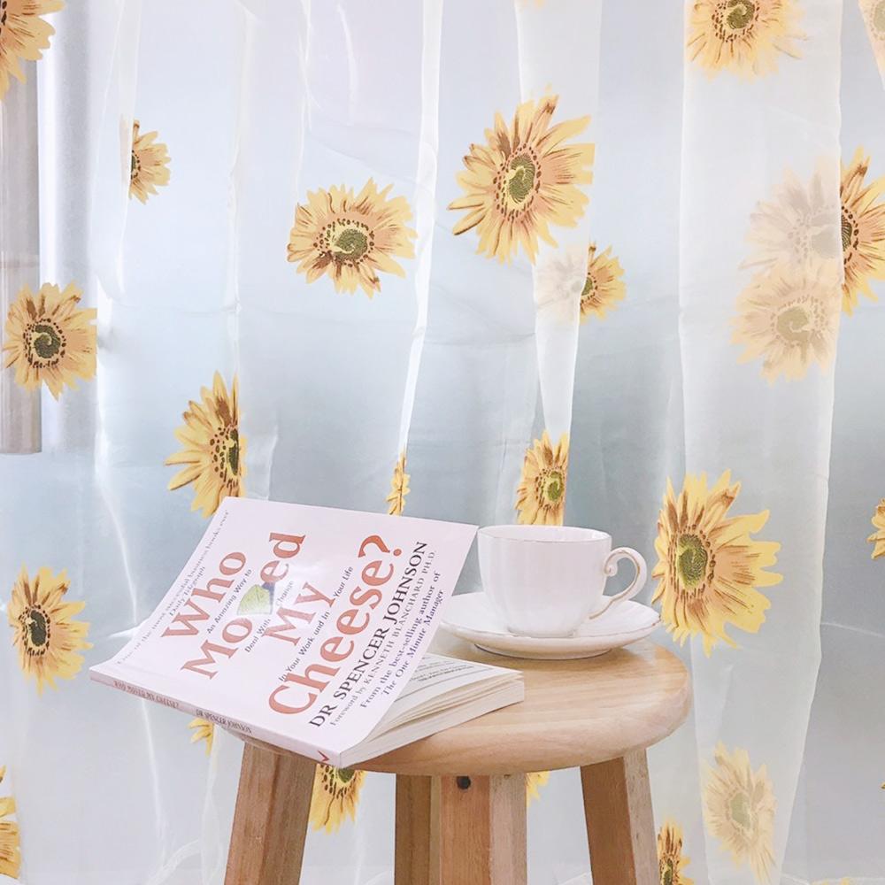 Voile Floral Window Blind Balcony Home Decor Screening Tulle Curtain