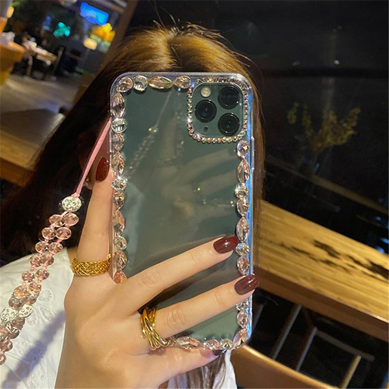Для чехла для телефона IPhone17Promax Ins для Apple 16 Стразы 14plus Прозрачный 12Pro Браслет 13
