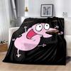 Courage The Cowardly Dog Cartoon Print Flannel Throw Blanket Soft Warm Sofa Bed Cover For Animation Fans Kids Bedroom Living Room Decor Gift