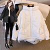Winter Large Women's Down Cotton Coat Spliced Solid Color Loose Hooded Parkas