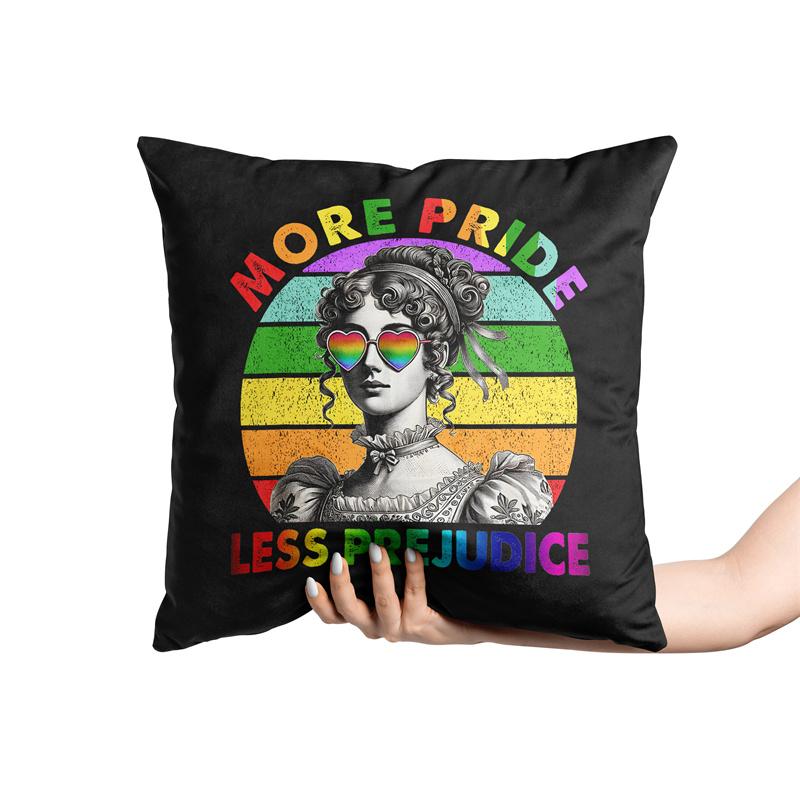 Aertemisi More Pride Less Prejudice Pride Month Lgbtq Square Throw Pillow Cushion Covers Cases Pillowcases 45Cm X 45Cm