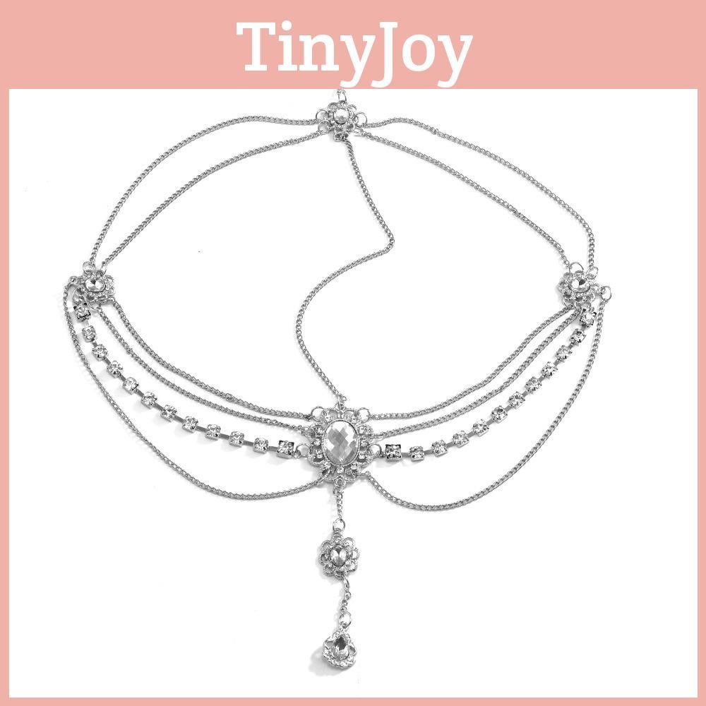 Elegant Rhinestone And Multi Layer Chain Design Women Silver Jewelry Headwear