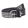 Unisex PU Leather Belt 3 Row Pyramid Studded Silver Belt Punk Goth Accessories NEW