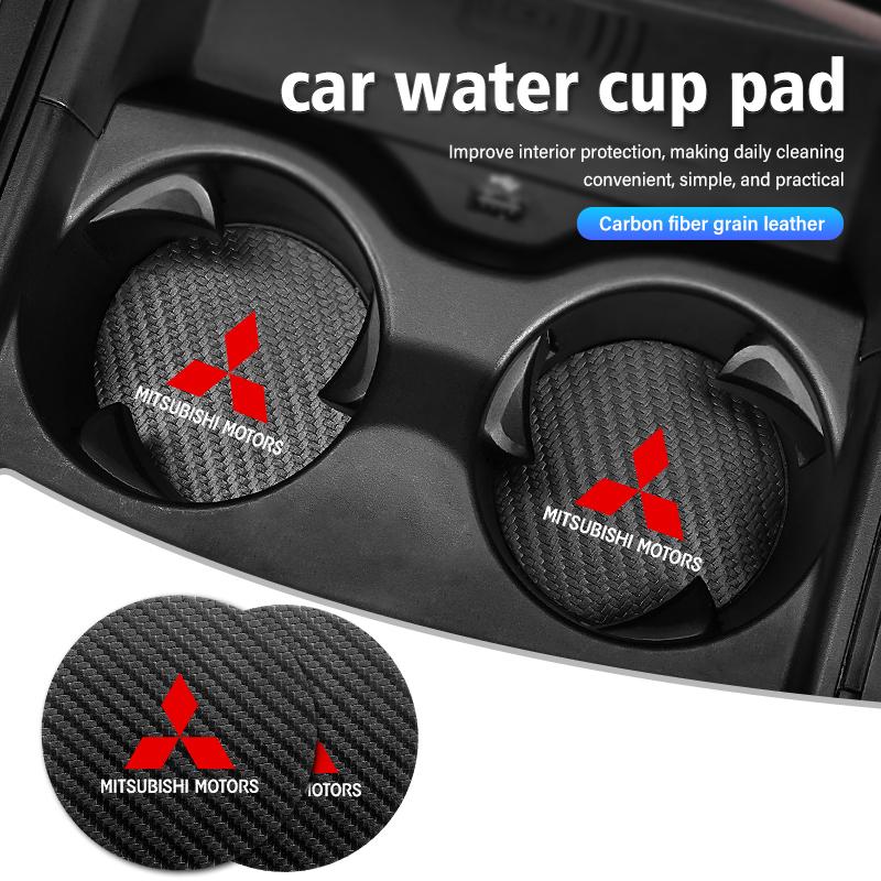 2pcs Car Style Coaster Mat Carbon Fiber Cup Holder Mat Non-slip Accessories For Mitsubishi Outlander Pajero Sport Lancer EX ASX
