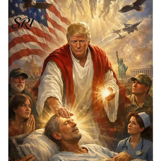 Detailed Canvas Poster President Jesus Wall Art Vintage Style Quirky Bathroom Decor Decorative Painting for Living Room Bedroom Corridor Long Lasting