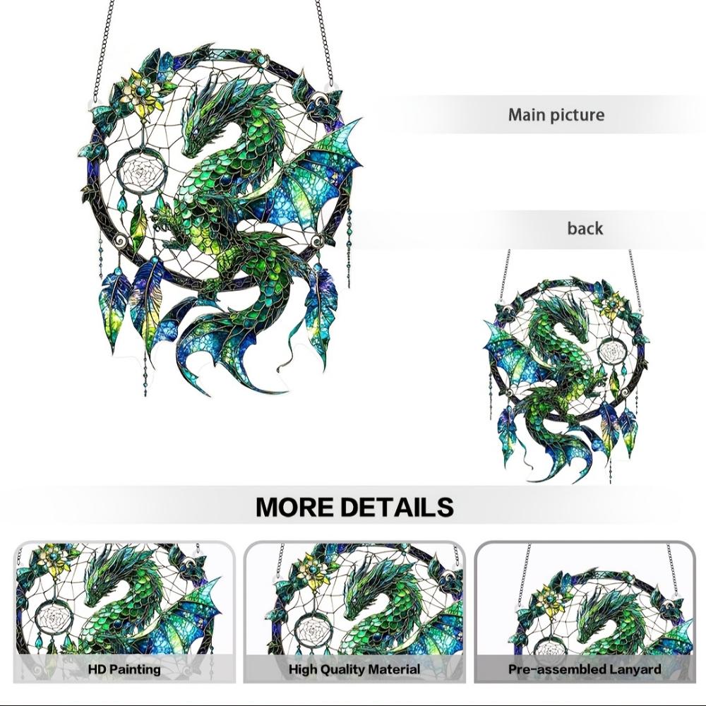 2D Flat Acrylic Magic Dragon Dream Catcher Garden Sun Catcher Window Hanging Decorative Gifts,birthday Party Decoration,home,office,outdoor Decoration
