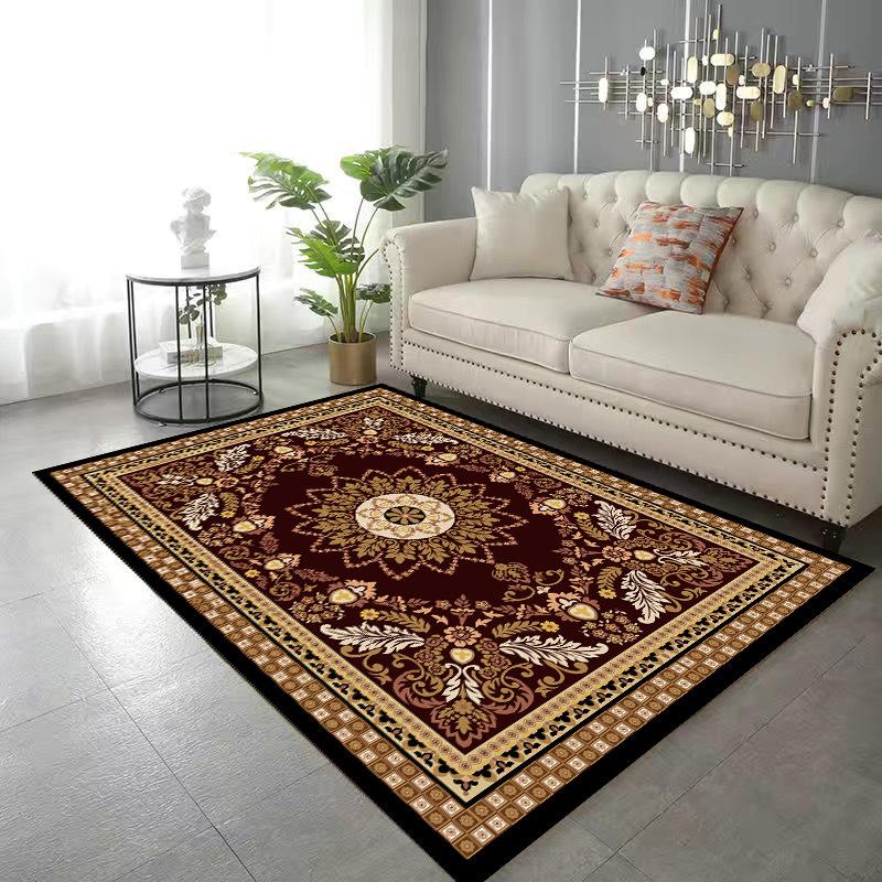 Crystal Velvet Vintage Area Rug – Stain Resistant Living Room Carpet for Sofa & Coffee Table, Bedroom Bedside Floor Mat