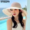 Beach Vacation Sunscreen Hats Women's Summer Lace Patchwork Large Brim Straw UV-proof Fisherman Hats