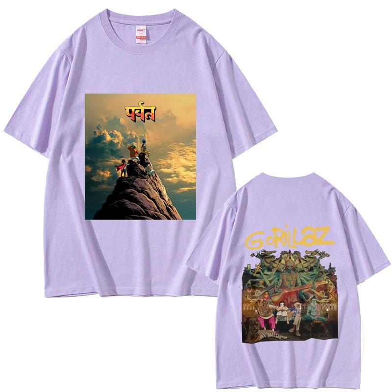 Rock Band Gorillaz The Mountain Tour 2026 Tshirt Unisex Women Vintage Soft Cotton T Shirts Male Casual Oversized Crewneck Tshirt