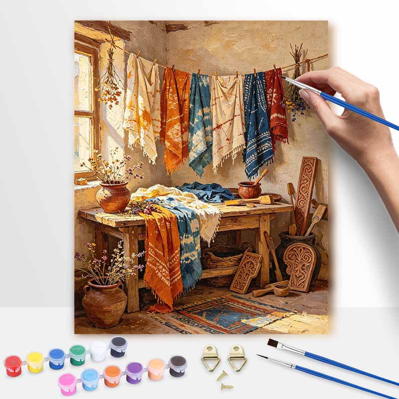 Цифровой набор для масляной живописи для DIY домашнего декора с текстилем в деревенском стиле, настенный декор для прачечной