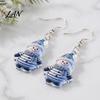 Acrylic Hangtag Earrings 1 Pair Cute Christmas Snowman Dangle Drop Earrings, Striped Design Hook Winter Holiday Party Jewelry for Women Anti-rust Ear