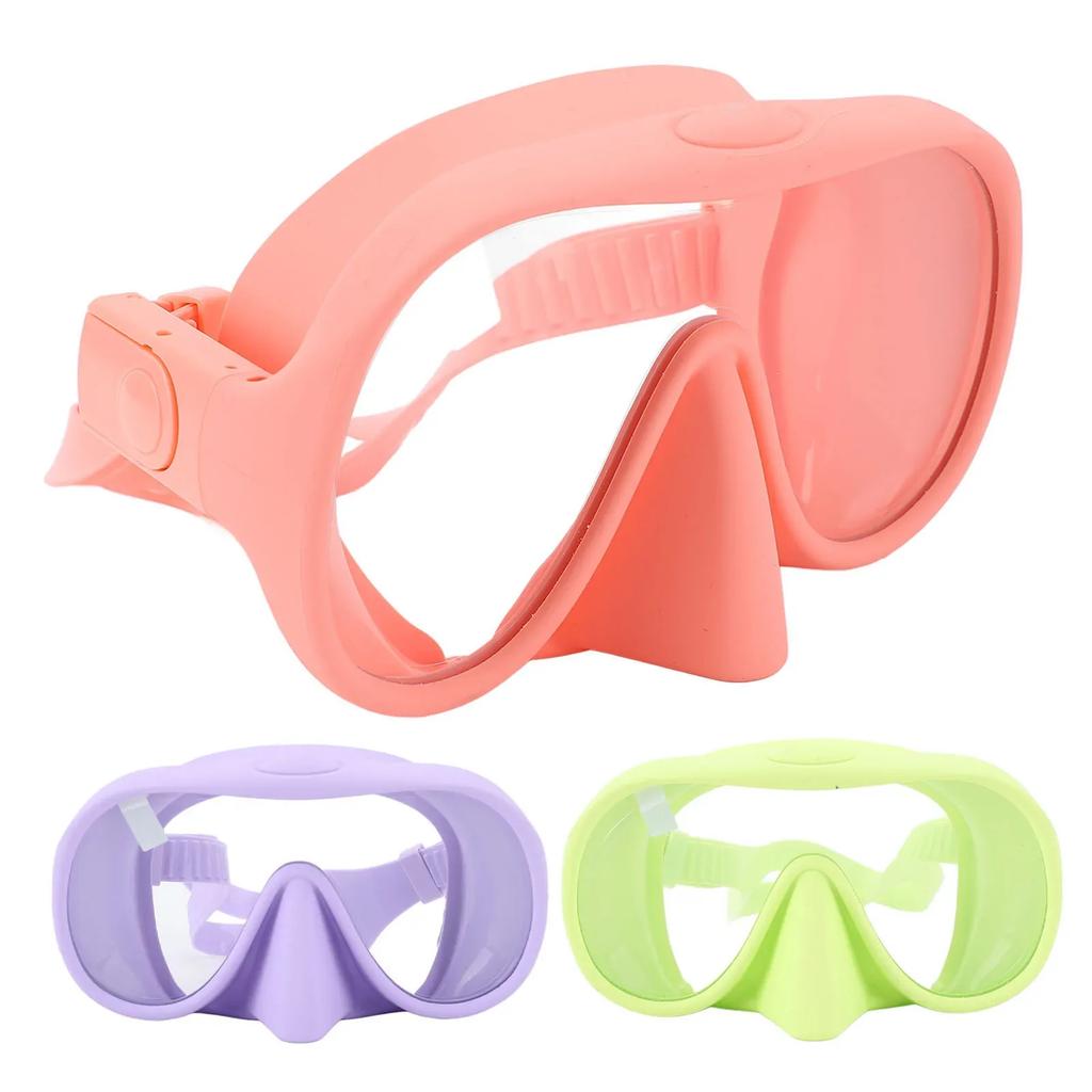 Diving Goggles Silicone Foldable Large View Tempered Glass Portable Anti Fog Swimming Goggles