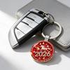 Брелок с рисунком лошади 2026 года, плоская круглая металлическая подвеска 2D для ключей от машины, украшение для сумки, блестящий подарок для любителей конного спорта