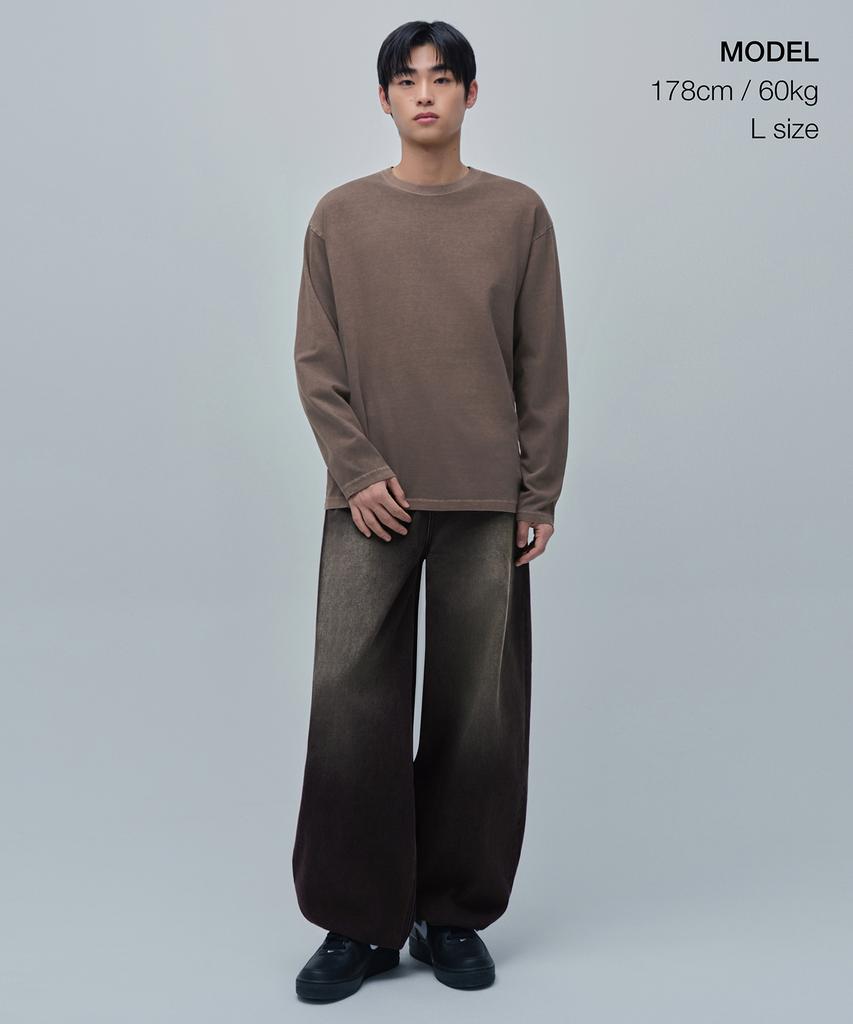 MUSINSA STANDARD Pigment Relaxed Crew Neck Long Sleeve T-Shirt [Brown]
