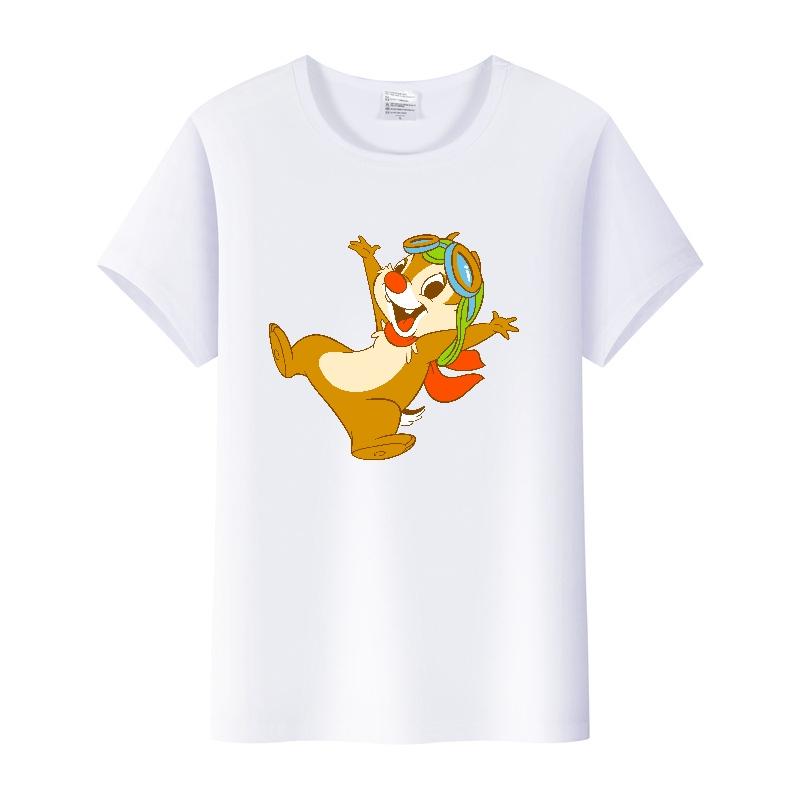 Kawaii Unisex Cartoon Chip 'n' Dale Graphic T-shirt Summer Blouses White Tees Clothes Y2K Tshirt Plus Size Tops