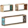 VidaXL Set of 3 Cube Shelves Solid Reclaimed Wood Storage Shelf Display Shelf Wall Shelf 285845
