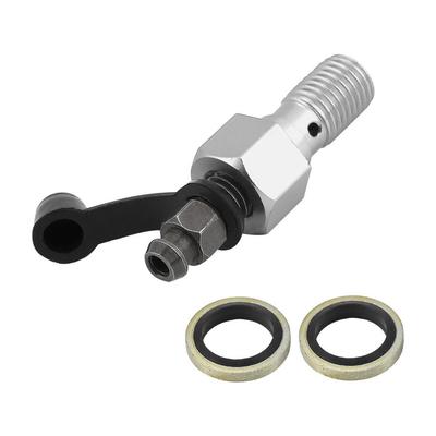 Банджо-болт-Qiilu M10x1.25мм Мотоциклетный тормозной главный цилиндр Суппорт Винт для прокачки Ниппель Банджо-болт + Пыльник Универсальный (Серебряный)