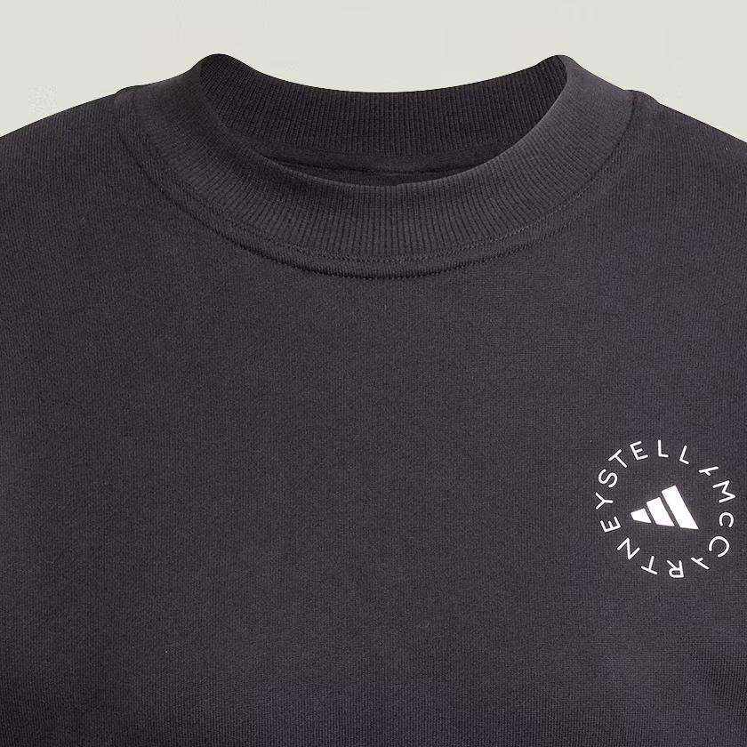 adidas Stella McCartney FW24 Удобная минималистичная универсальная толстовка с длинным рукавом с логотипом бренда Женская толстовка черного цвета JJ0150
