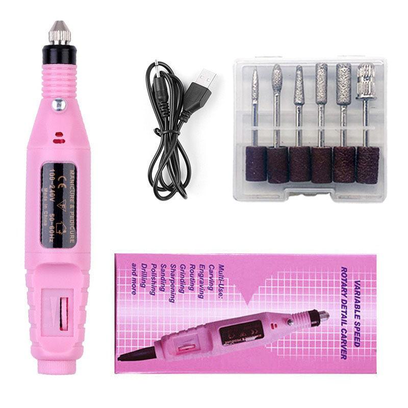 Electric Nail Drill Portable Pen-Style Nail File Mini Manicure Grinder Adjustable Speed Nail Buffer
