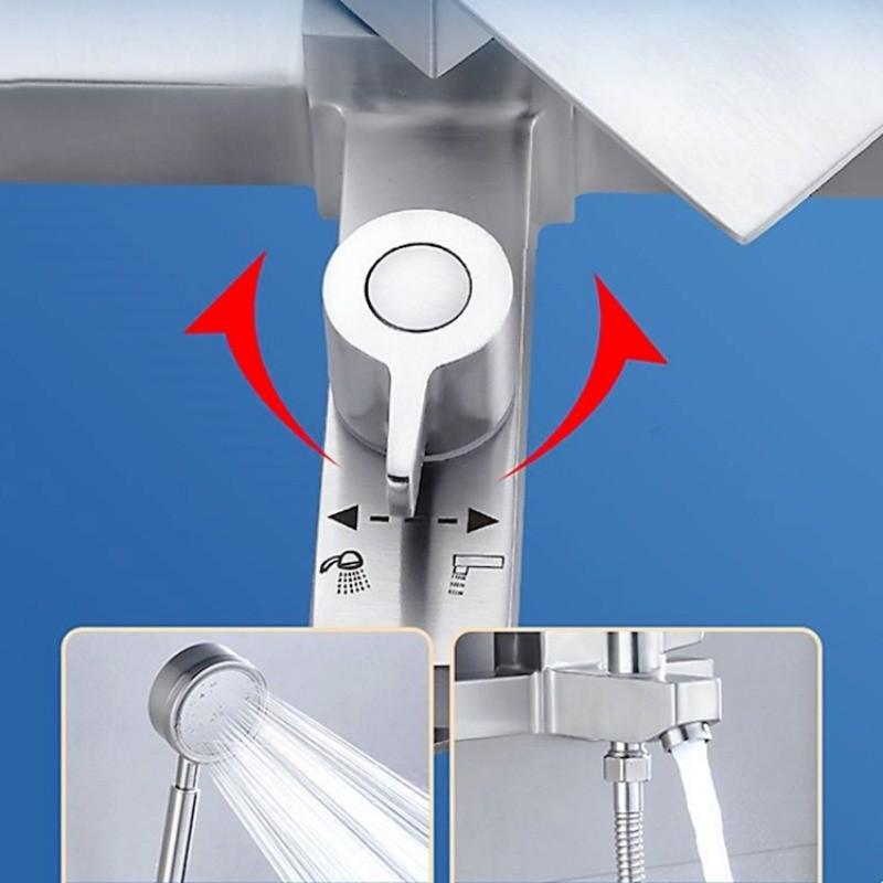 Bathroom Hot And Cold Water Mixing Valve Faucet Stainless Steel Bathtub Water Tap Household Shower Set