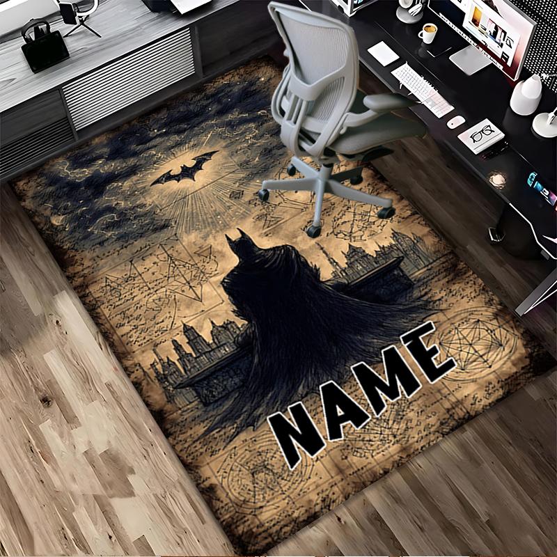 Custom Name Batman's Cityscape Living Room Non-Slip Area Rug Soft Carpet for Bedroom Kids Playroom Sofa Office Home Decor Doormat