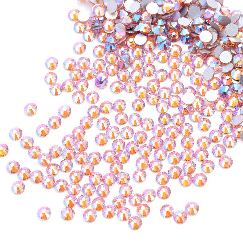 Цветной АБ Хрусталь Плоское Дно Сверло Круглое Сверло для Ногтей Сделай Сам Красочные Украшения для Ногтей