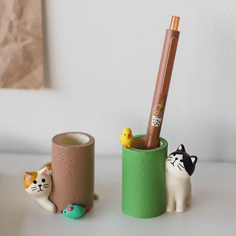 Cute Cat Pen Holder, Mini Pen Holder, Creative Decoration for Study, Home Decor, Office Desk Decoration, Office