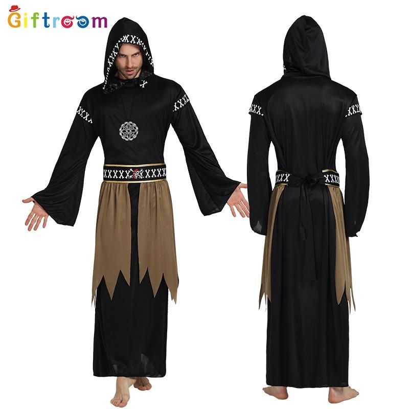 Halloween Costume Adult Men Black Impermanence Clothes Robe Wizard Playing Costume Demon Death Comes Party Costume