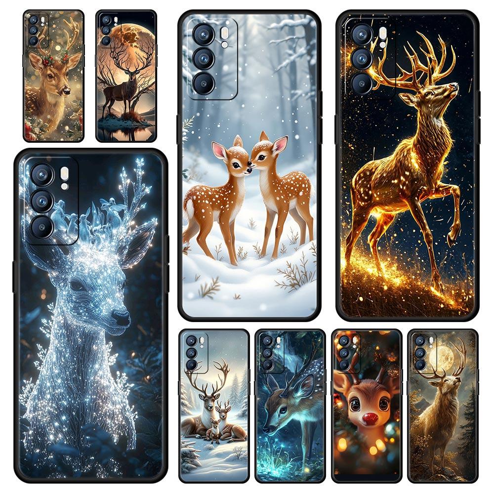 Мультяшный животный олень Чехол для телефона Для Oppo A17 A31 A54 A57 A78 A79 A98 Find X5 X6 Reno 6 7 8 10 11 12 13 F Pro 5G Мягкий ТПУ Чехол