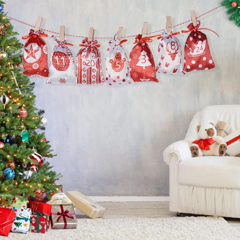 Набор подарочных пакетов для адвент-календаря Кукла Санта Клауса Рождественская Счастливого Рождества Navidad Детский подарок 24 шт./набор Сделай сам Рождественский адвент-календарь